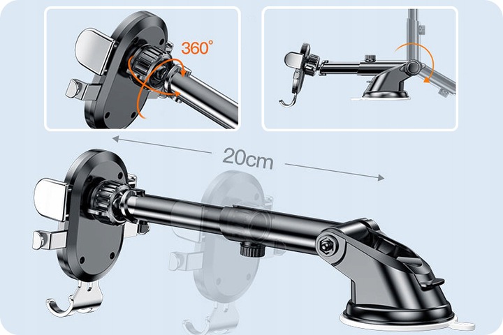UNIWERSLANY UCHWYT SZYBA DESKA KRATKA MOCNA ŁADOWARKA 4xUSB 40W 2XPD 2XQC