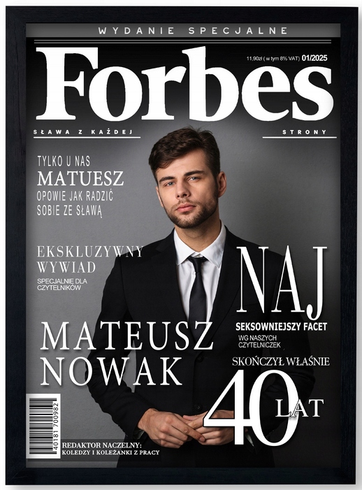 PREZENT na 18, 20, 30, 40, 50, 60 urodziny - OKŁADKA gazety + RAMKA A3