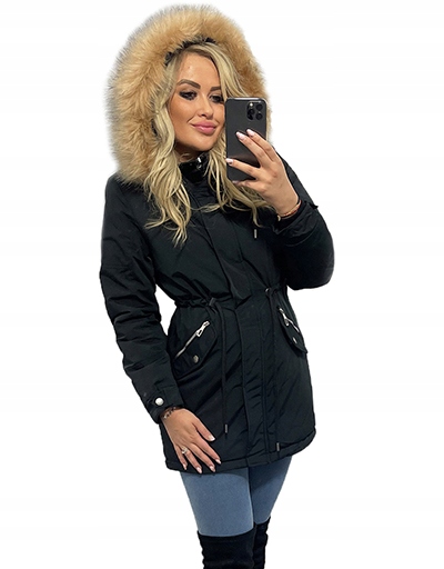 ZIMOWA PANTERA CIEPŁA PARKA KURTKA NA MISIU L