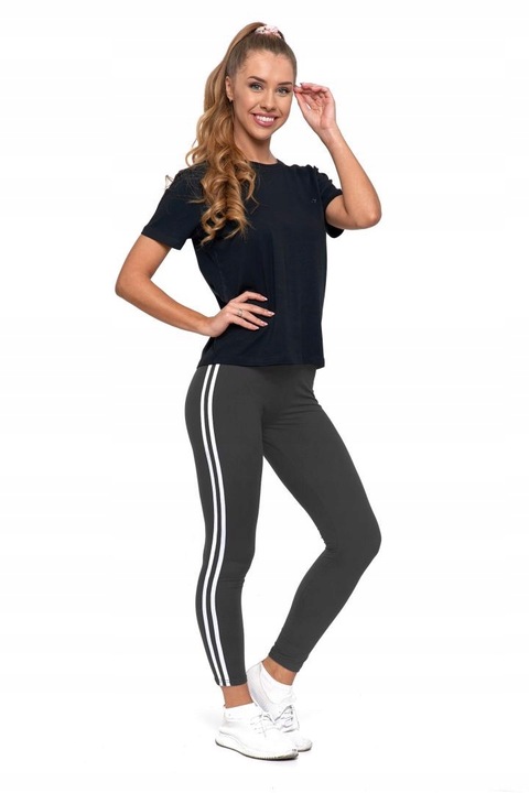 LEGGINSY DAMSKIE MORAJ SPORTOWE PEACH TOUCH Z LAMPASAMI R. L/XL KOLOR SZARY