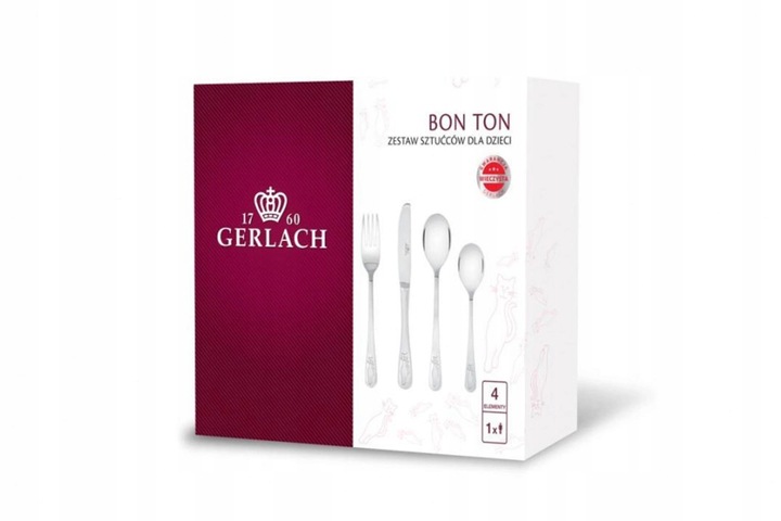 Sztućce dla Dzieci Gerlach Bon Ton Kotki Grawer Prezent na Chrzest