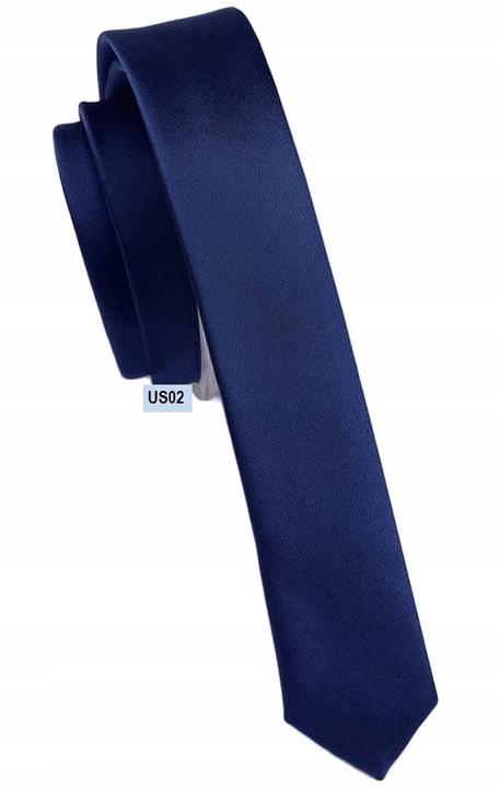 ULTRA SLIM! GRANATOWY Wąski Śledź Krawat Męski Gładki Greg ŻAKARDOWY