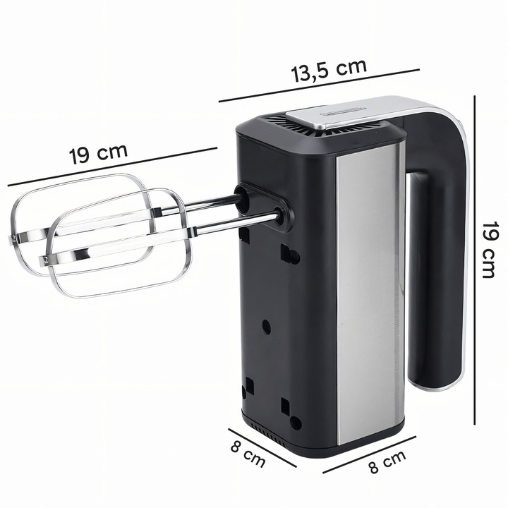 MIKSER RĘCZNY ROBOT KUCHENNY 300W TURBO TRZEPACZKI HAKI 5 PRĘDKOŚCI