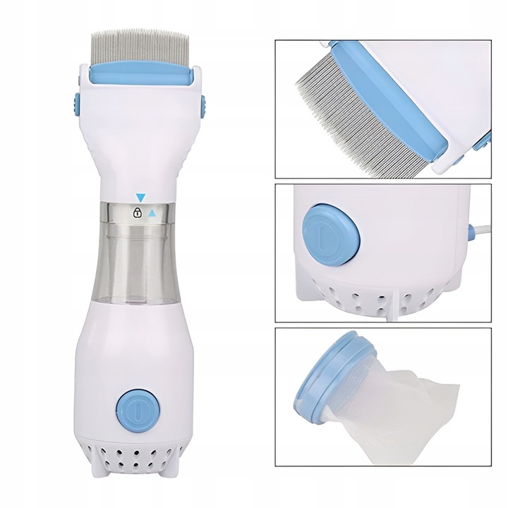 GRZEBIEŃ NA WSZY GNIDY PCHŁY ELEKTRYCZNY FILTR ODKURZACZ TERMINATOR