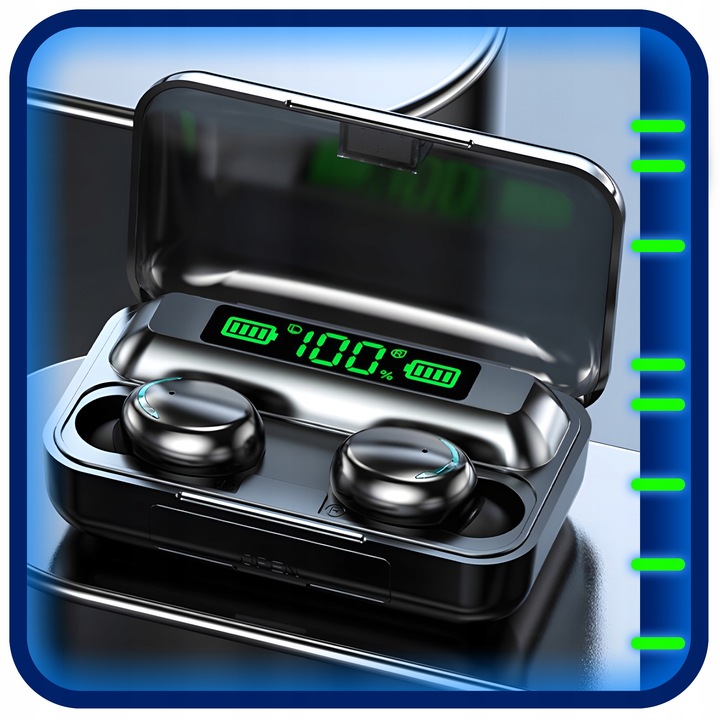 SŁUCHAWKI BEZPRZEWODOWE BLUETOOTH 5.1 F9 - PRO MODEL 2023 TWS + POWERBANK