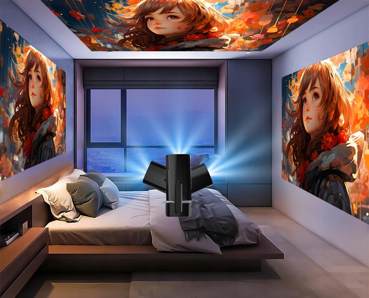 PRZENOŚNY PROJEKTOR RZUTNIK ANDROID SMART TV WIFI FULL HD + ETUI