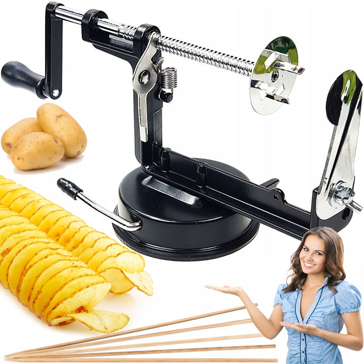 METALOWA MASZYNKA DO ZIEMNIAKÓW zakręconych CHIPSÓW FRYTEK SPIRALA