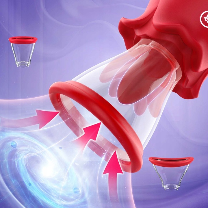 Wibratory różane z 7 stymulatorami łechtaczki do ssania i lizania sutków