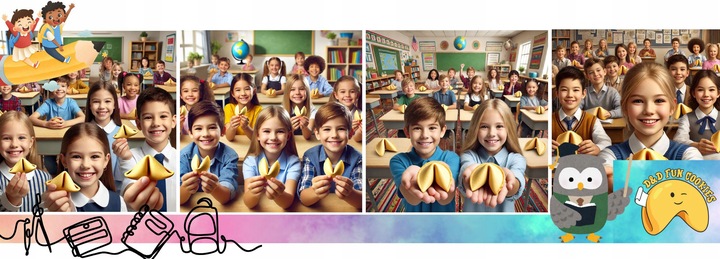 Ciasteczka z wróżbą szkolne dla uczniów dzieci pozytywny komplement 50