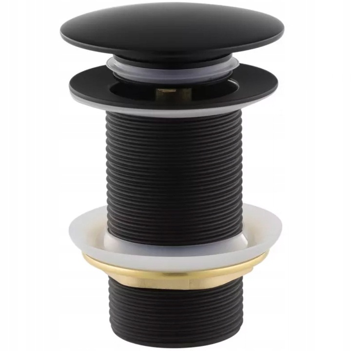 KOREK UMYWALKOWY KLIK-KLAK AUTOMAT BEZ PRZELEWU MOSIĘŻNY CZARNY SATYNOWY