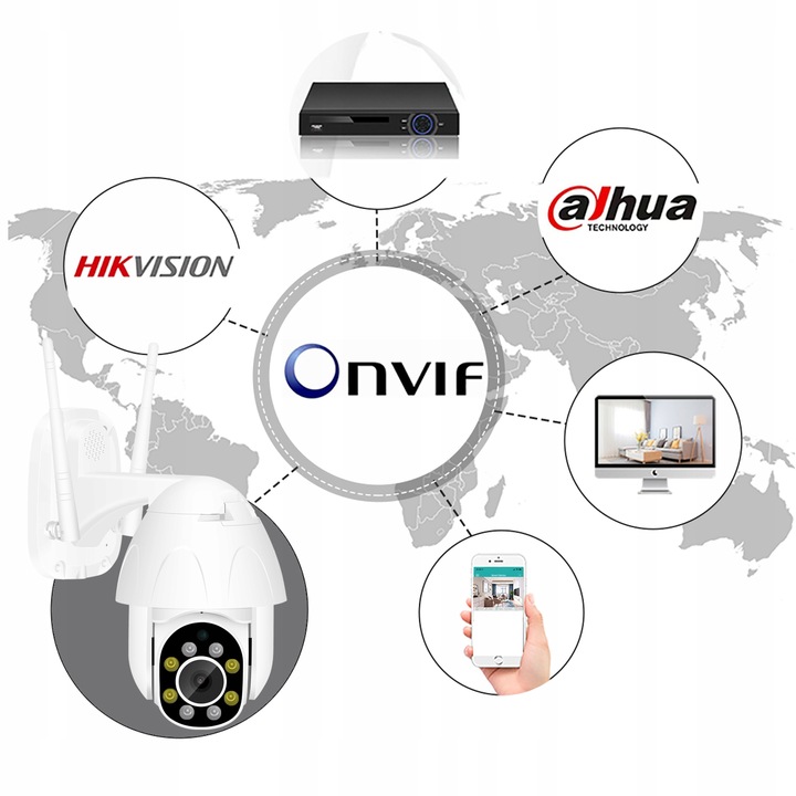 KAMERA WIFI OBROTOWA 3MPX IR20 MONITORING BUDOWY