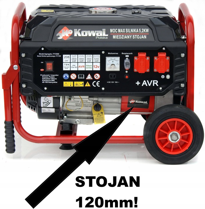 PROFESJONALNY AGREGAT PRĄDOTWÓRCZY 5,2kW KOŁA AVR+ MIEDZIANY STOJAN