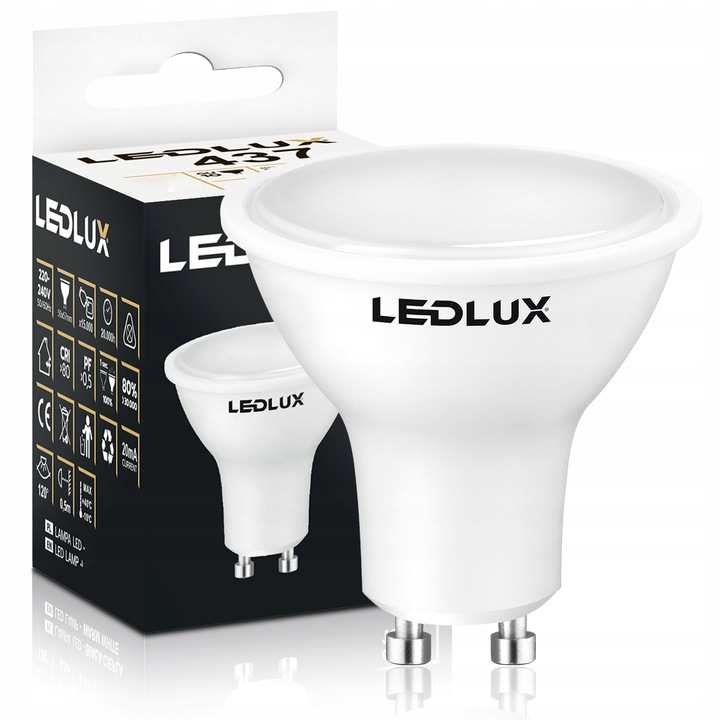 10x Żarówka LED GU10 5,5W =50W SMD 4000K neutralna Premium LEDLUX nie
