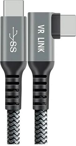 Kabel przewód VR Link USB-C USB-C w oplocie kątowy 5m VR do QUEST 2,3