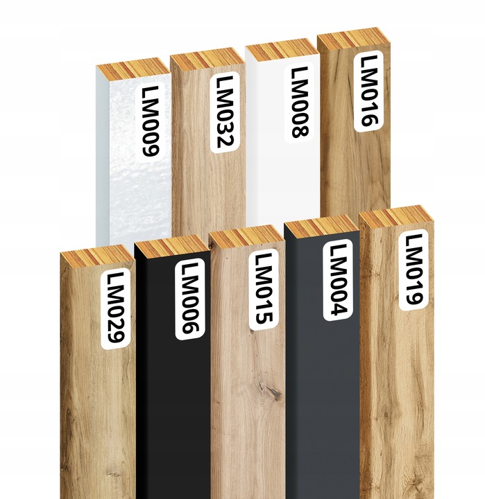 LAMELE NA BIAŁEJ PŁYCIE 46x275 ŚCIENNE PANEL AKUSTYCZNE DĄB NATURALNY WOTAN