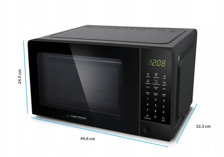 CZARNA MIKROFALA KUCHENKA MIKROFALOWA HORNEADO MAŁA 20L NIEZAWODNA 700W