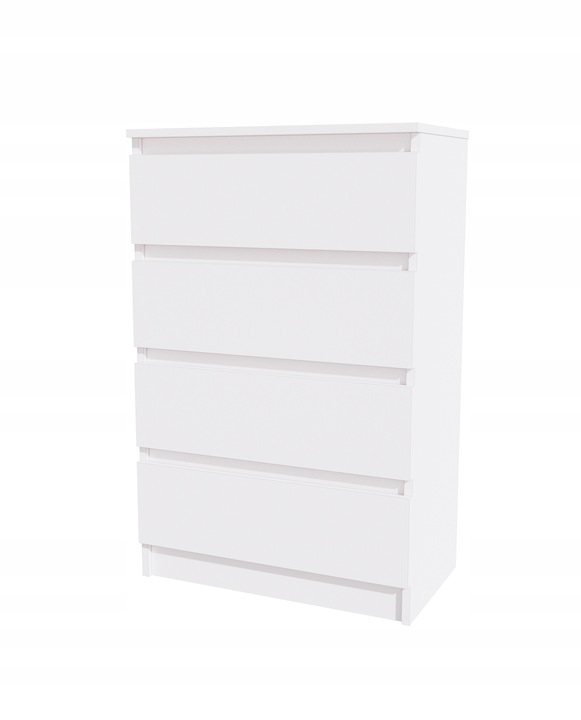 Komoda biała, 4 szuflady, szafka RTV, 60 cm, nowoczesna, salon,
