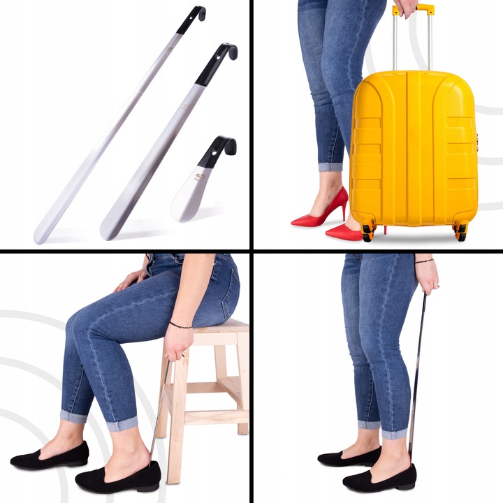 Zestaw 3 x metalowa łyżka do butów 72 42 15 cm