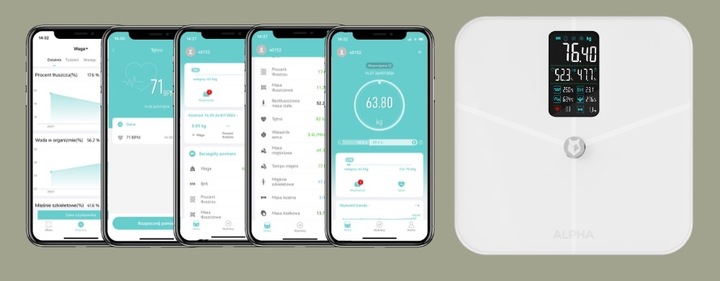 Waga Łazienkowa Elektroniczna Sportowa Alpha - Aplikacja Po Polsku