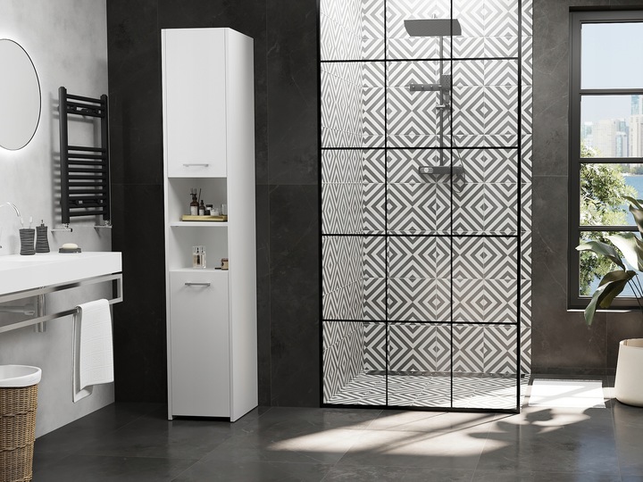 SZAFKA ŁAZIENKOWA REGAŁ SŁUPEK 30CM BIAŁA PL Ł-30