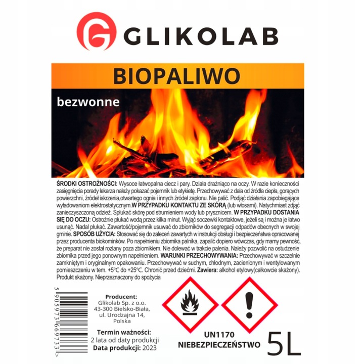 BIOPALIWO DO BIOKOMINKA BEZZAPACHOWE 10L (2X5L)