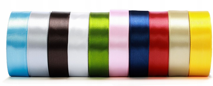 Tasiemki satynowe ZESTAW 10 rolek wstążki 25 mm