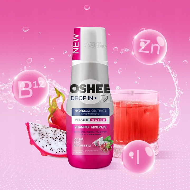 3x Hydrokoncentrat OSHEE DROP IN Witaminy i Minerały 500 ml