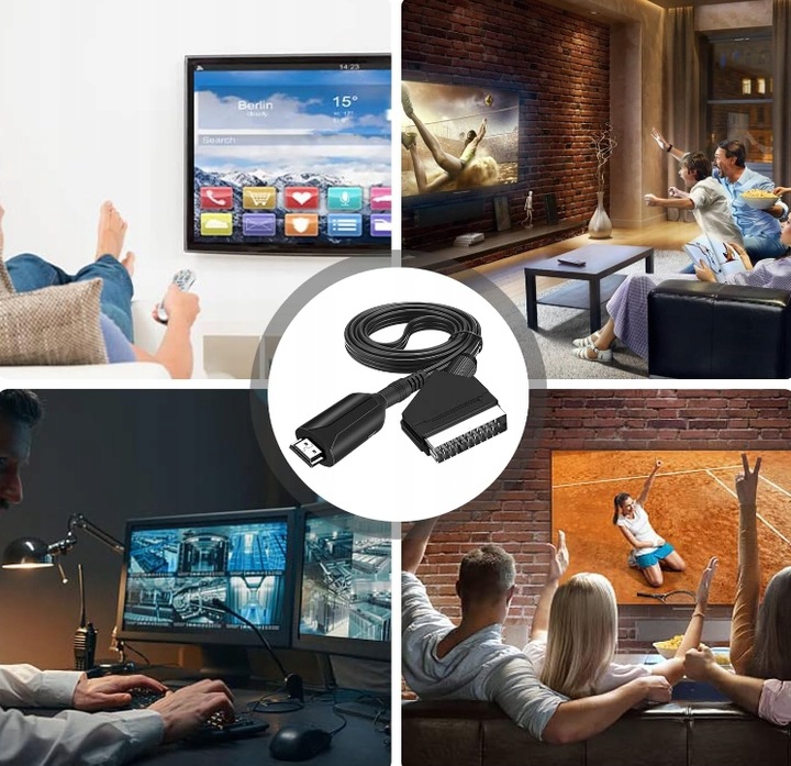 Kabel adapter konwerter z Euro Scart do HDMI