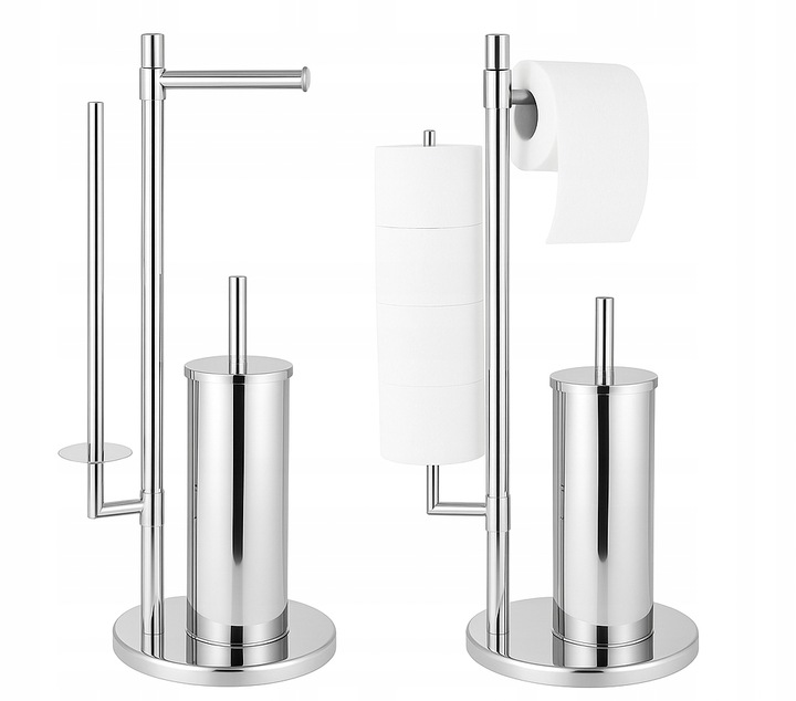 Stojak z uchwytem na papier toaletowy i szczotka do WC zestaw chrom YOKA