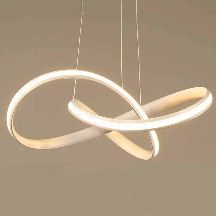 LAMPA LED SUFITOWA WISZĄCA ZŁOTA ŻYRANDOL WSTĘGA Z PILOTEM BARWA