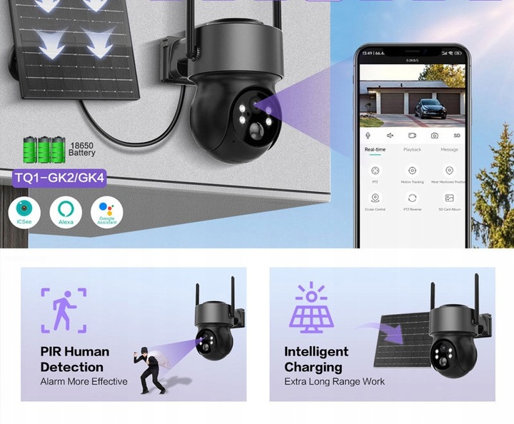 SOLARNA KAMERA IP OBROTOWA ZEWNĘTRZNA WIFI 4MP