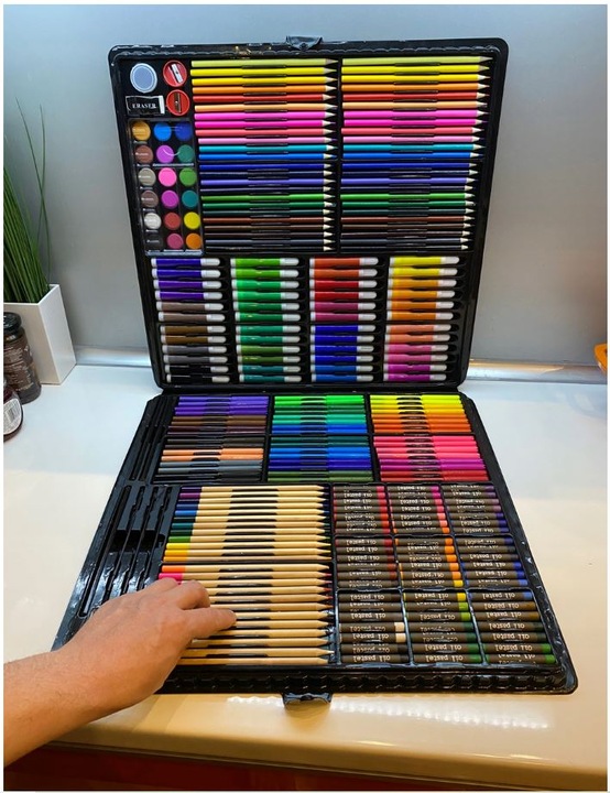 Zestaw Artystyczny 258el. do Malowania XXL Walizka Etui na Kredki Mazaki