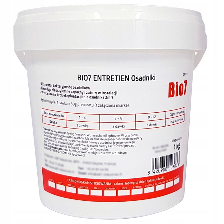 Bio 7 Entretien 1 kg BAKTERIE Oczyszczalnia 1 ROK | Bakterie Bio7
