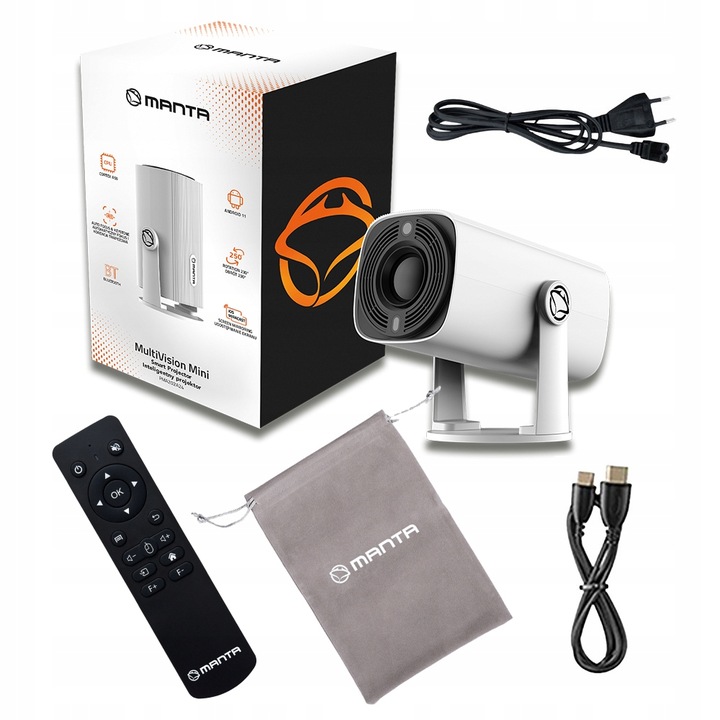 PROJEKTOR RZUTNIK PRZENOŚNY SMART MINI Android 12 TV WiFi BT +HDMI +ETUI