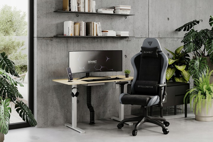 Fotel Gamingowy Biurowy Regulowany Materiał Alcantara + Ekoskóra Sense7