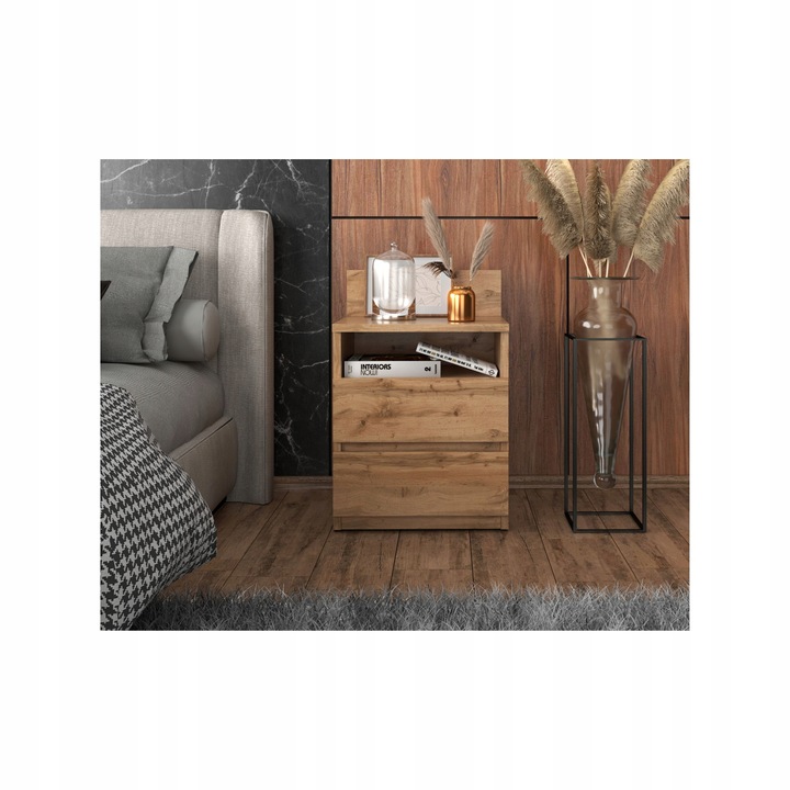 Szafka Nocna Stolik Nocny Wotan 40CM 2 Szuflady Półka Nakastlik Do