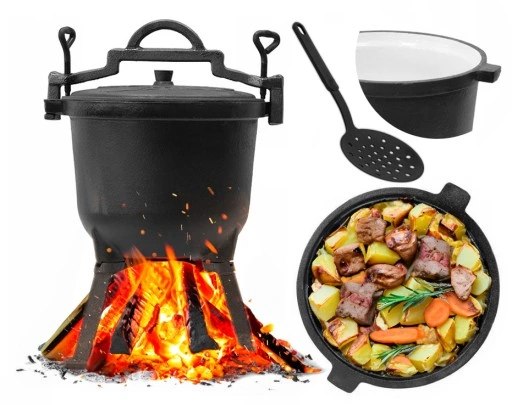 Kociołek EMALIOWANY żeliwny 10L + GRATIS ŁYŻKA