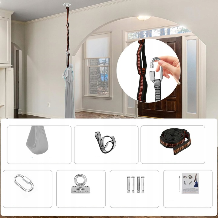 HAMAK - CHUSTA AKROBATYCZNA DLA DZIECI ,1.5*2.8M HUŚTAWKA SENSORYCZNA HAMAK