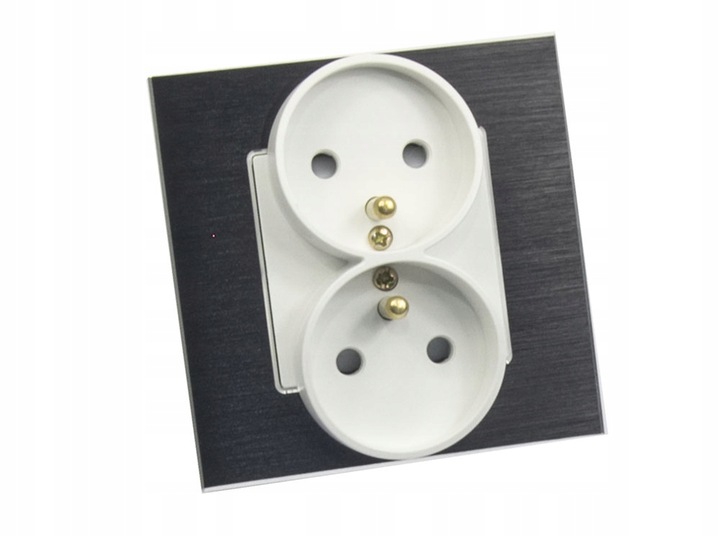 GNIAZDO PODWÓJNE SZKLANE GNIAZDKO Z BOLCEM CZARNE B-LINE ELEKTRYCZNE SZKŁO