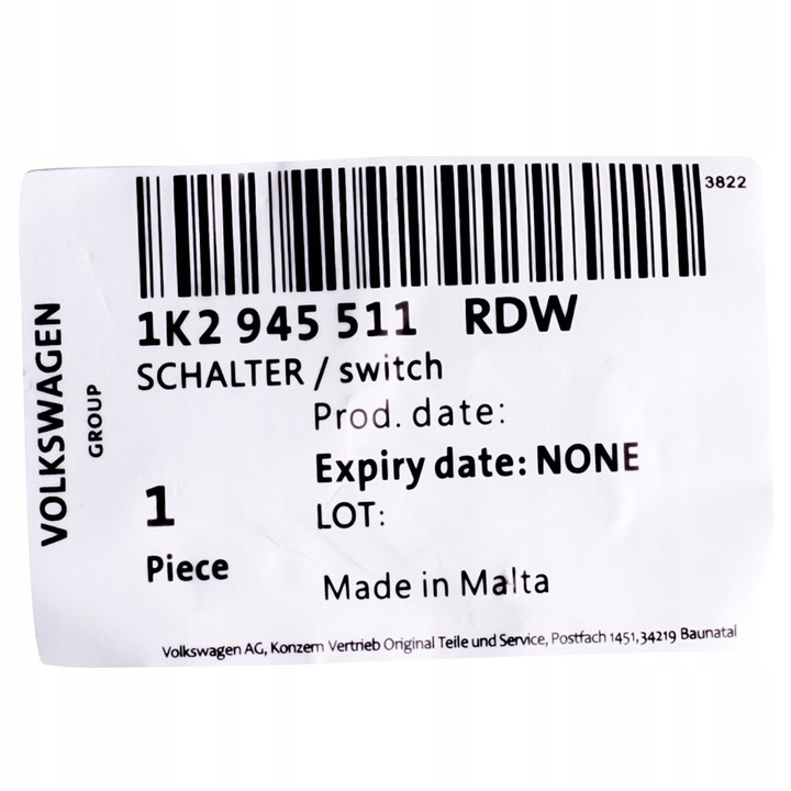 Włącznik świateł stop AUDI SKODA VW SEAT ORYGINAŁ