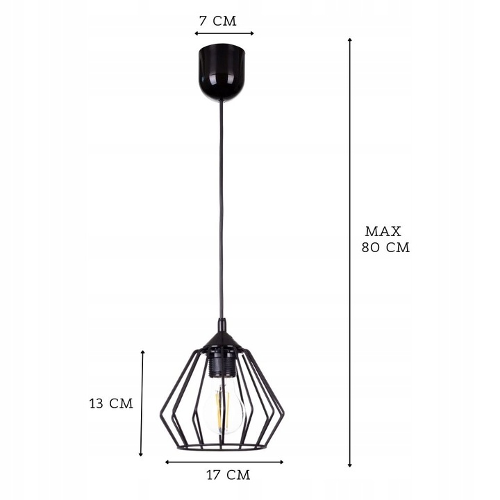 NOWOCZESNA LAMPA SUFITOWA WISZĄCA DIAMENT LOFT