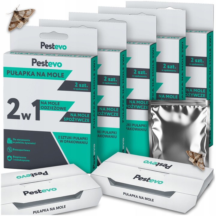 PUŁAPKA NA MOLE SPOŻYWCZE ODZIEŻOWE 2w1 FEROMONOWA LEP ŚRODEK