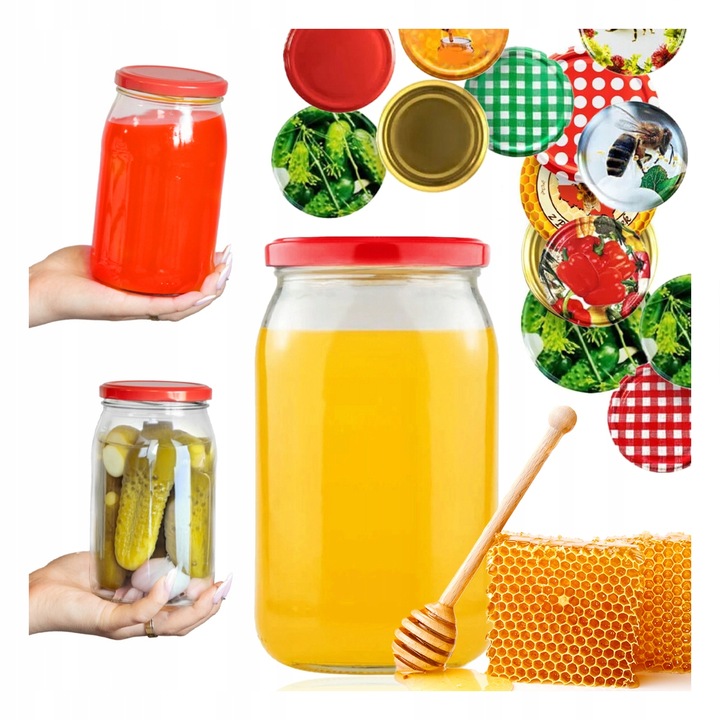 8x Słoik 900ml z zakrętką fi82 na MIÓD DŻEM PRZETWORY słoiki szklane