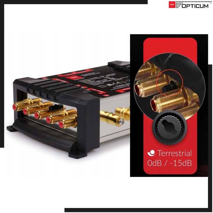 MULTISWITCH OPTICUM OMS 5/8 PRO TRQ 5 WEJŚĆ 8 WYJŚĆ SAT NAZIEMNA DVB T