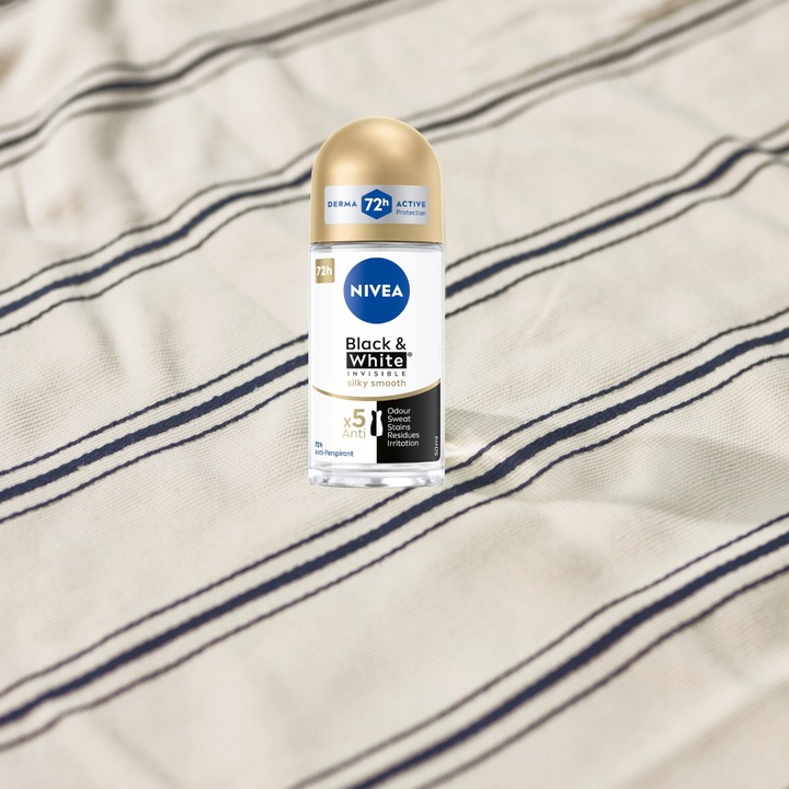 NIVEA Black&White Invisible Silky Smooth Antyperspirant roll-on 4 x 50 ml