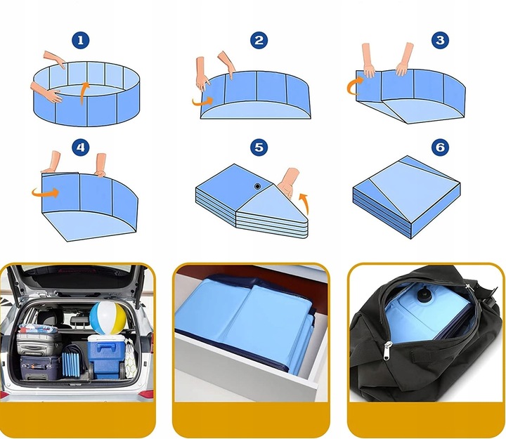 BASEN dla psa składany na lato upał mały 80x30cm