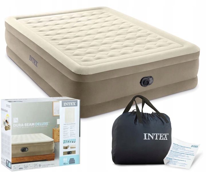 Łóżko Intex 64428 ND Dmuchany Materac 152x203x46cm Wbudowana Pompka