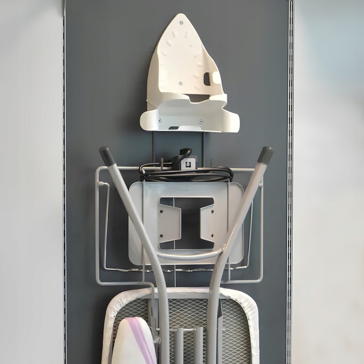Uchwyt ścienny do żelazka i deski do prasowania, wieszak IRONIX biały