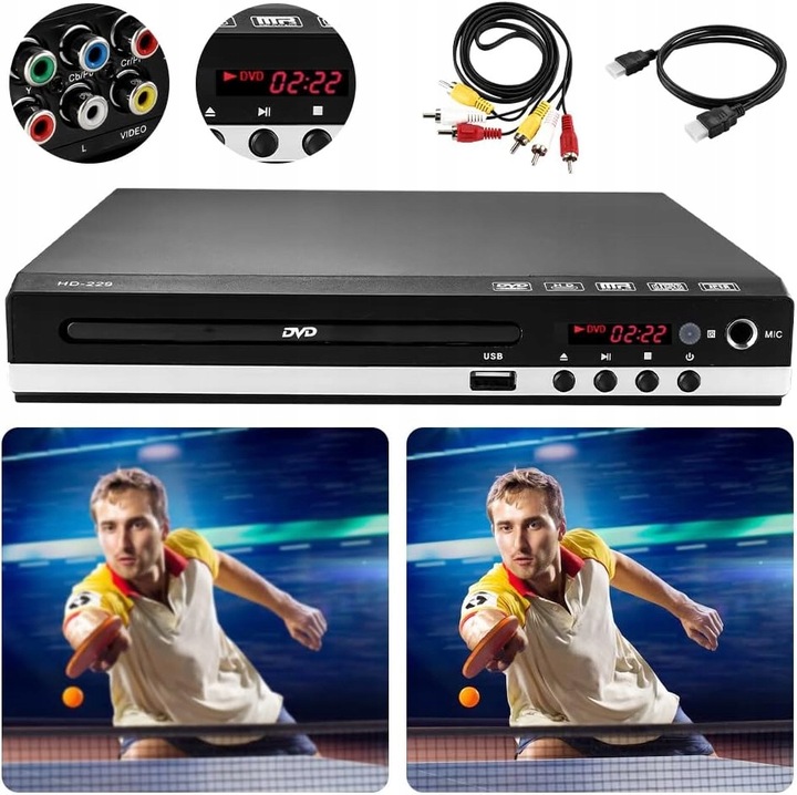 DVD EVD CD ODTWARZACZ HD1080P HDMI/AV/USB PODWÓJNE GNIAZDO MIKROFONU