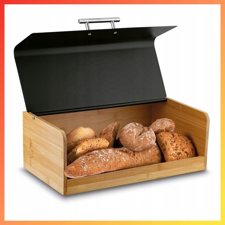 CHLEBAK NA PIECZYWO DREWNIANY POJEMNIK NA CHLEB CZARNY